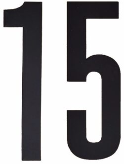 Hobby cijfers stickers - cijfer 15 - zwart - 10 cm - Huisvuil container - brievenbus