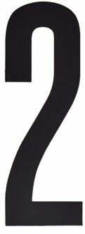 Hobby cijfers stickers - cijfer 2 - zwart - 10 cm - Huisvuil container - brievenbus