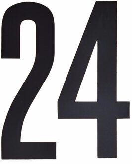 Hobby cijfers stickers - cijfer 24 - zwart - 10 cm - Huisvuil container - brievenbus