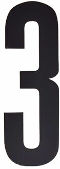 Hobby cijfers stickers - cijfer 3 - zwart - 10 cm - Huisvuil container - brievenbus