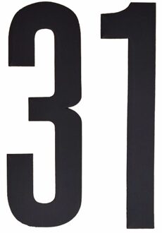 Hobby cijfers stickers - cijfer 31 - zwart - 10 cm - Huisvuil container - brievenbus