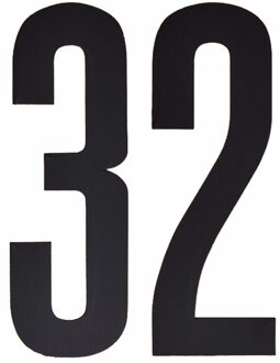 Hobby cijfers stickers - cijfer 32 - zwart - 10 cm - Huisvuil container - brievenbus