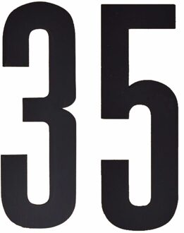 Hobby cijfers stickers - cijfer 35 - zwart - 10 cm - Huisvuil container - brievenbus