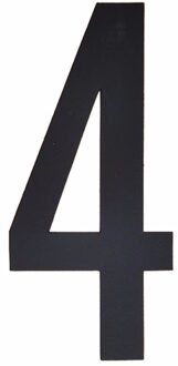 Hobby cijfers stickers - cijfer 4 - zwart - 10 cm - Huisvuil container - brievenbus