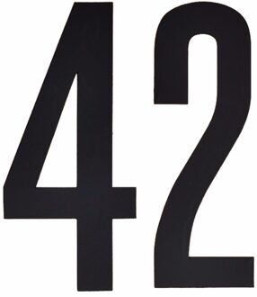 Hobby cijfers stickers - cijfer 42 - zwart - 10 cm - Huisvuil container - brievenbus