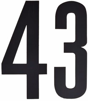 Hobby cijfers stickers - cijfer 43 - zwart - 10 cm - Huisvuil container - brievenbus