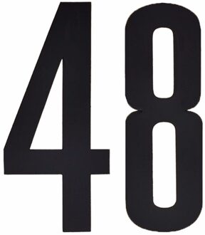 Hobby cijfers stickers - cijfer 48 - zwart - 10 cm - Huisvuil container - brievenbus