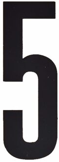 Hobby cijfers stickers - cijfer 5 - zwart - 10 cm - Huisvuil container - brievenbus