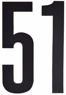 Hobby cijfers stickers - cijfer 51 - zwart - 10 cm - Huisvuil container - brievenbus