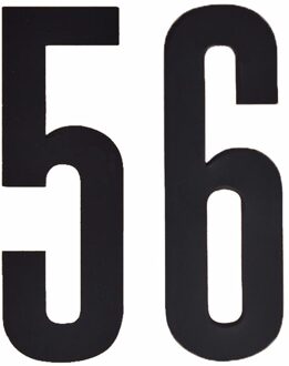 Hobby cijfers stickers - cijfer 56 - zwart - 10 cm - Huisvuil container - brievenbus