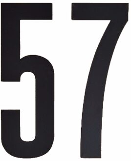 Hobby cijfers stickers - cijfer 57 - zwart - 10 cm - Huisvuil container - brievenbus