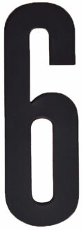 Hobby cijfers stickers - cijfer 6 - zwart - 10 cm - Huisvuil container - brievenbus