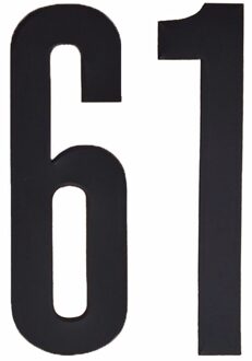 Hobby cijfers stickers - cijfer 61 - zwart - 10 cm - Huisvuil container - brievenbus