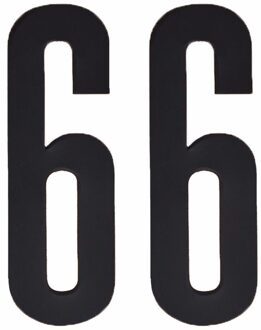 Hobby cijfers stickers - cijfer 66 - zwart - 10 cm - Huisvuil container - brievenbus