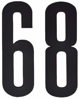 Hobby cijfers stickers - cijfer 68 - zwart - 10 cm - Huisvuil container - brievenbus