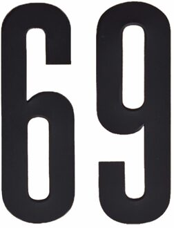 Hobby cijfers stickers - cijfer 69 - zwart - 10 cm - Huisvuil container - brievenbus
