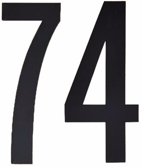 Hobby cijfers stickers - cijfer 74 - zwart - 10 cm - Huisvuil container - brievenbus