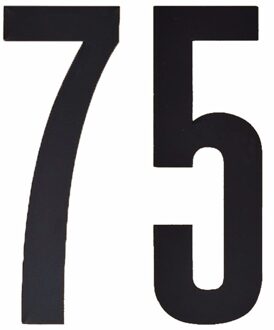 Hobby cijfers stickers - cijfer 75 - zwart - 10 cm - Huisvuil container - brievenbus