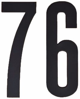 Hobby cijfers stickers - cijfer 76 - zwart - 10 cm - Huisvuil container - brievenbus