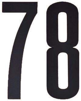 Hobby cijfers stickers - cijfer 78 - zwart - 10 cm - Huisvuil container - brievenbus