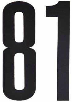 Hobby cijfers stickers - cijfer 81 - zwart - 10 cm - Huisvuil container - brievenbus