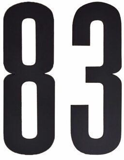 Hobby cijfers stickers - cijfer 83 - zwart - 10 cm - Huisvuil container - brievenbus