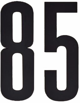 Hobby cijfers stickers - cijfer 85 - zwart - 10 cm - Huisvuil container - brievenbus