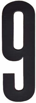 Hobby cijfers stickers - cijfer 9 - zwart - 10 cm - Huisvuil container - brievenbus