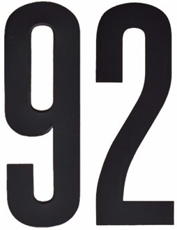 Hobby cijfers stickers - cijfer 92 - zwart - 10 cm - Huisvuil container - brievenbus