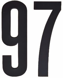 Hobby cijfers stickers - cijfer 97 - zwart - 10 cm - Huisvuil container - brievenbus
