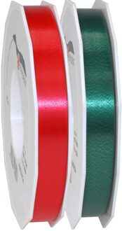 Hobby/deco luxe cadeau sierlinten groen en rood 1.5 cm x 91 meter