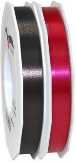 Hobby/deco luxe cadeau sierlinten zwart en bordeaux rood 1.5 cm x 91 meter