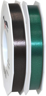 Hobby/deco luxe cadeau sierlinten zwart en groen 1.5 cm x 91 meter