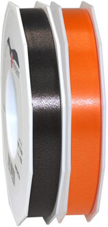 Hobby/deco luxe cadeau sierlinten zwart en oranje 1.5 cm x 91 meter