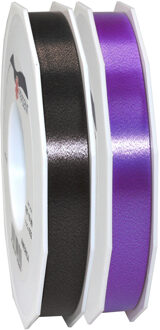 Hobby/Deco luxe cadeau sierlinten zwart en paars 1.5 cm x 91 meter