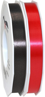 Hobby/deco luxe cadeau sierlinten zwart en rood 1.5 cm x 91 meter - Cadeaulinten Multikleur