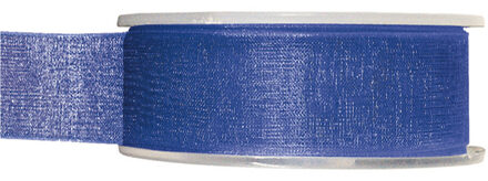 Hobby/decoratie organza sierlint - blauw - 2,5 cm x 20 meter - Cadeaulint - inpakken