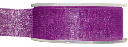 Hobby/decoratie organza sierlint - paars - 2,5 cm x 20 meter - Cadeaulint - inpakken