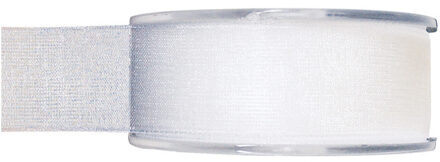 Hobby/decoratie organza sierlint - wit - 2,5 cm x 20 meter - Cadeaulint - inpakken