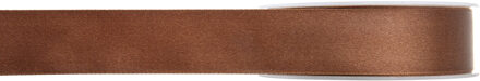 Hobby/decoratie satijnen lint - bruin - 1 cm x 25 meter - cadeauverpakking - polyester