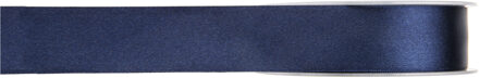 Hobby/decoratie satijnen lint - donker blauw - 1 cm x 25 meter - cadeauverpakking - polyester Navy