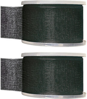 Hobby/decoratie sierlint - 2x - zwart - organza - 4 cm x 20 meter