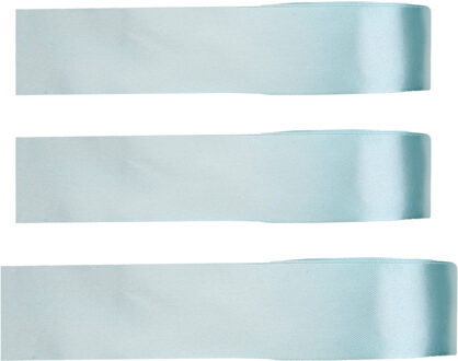 Hobby/decoratie sierlint - 3x - satijn - lichtblauw - 1,5 cm/15 mm x 25 meter - cadeaulint