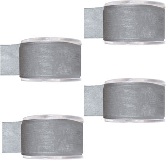 Hobby/decoratie sierlint - 4x - grijs - organza - 4 cm x 20 meter