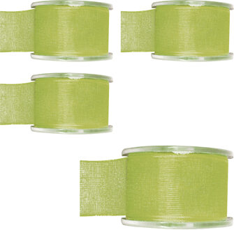 Hobby/decoratie sierlint - 4x - groen - organza - 4 cm x 20 meter