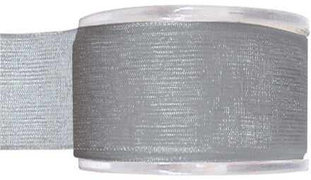 Hobby/decoratie sierlint - grijs - organza - 4 cm x 20 meter