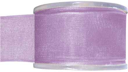 Hobby/decoratie sierlint - lila paars - organza - 4 cm x 20 meter