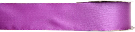Hobby/decoratie sierlint - satijn - magenta - 1,5 cm/15 mm x 25 meter - cadeaulint Paars