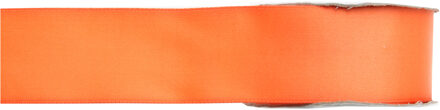 Hobby/decoratie sierlint - satijn - oranje - 1,5 cm/15 mm x 25 meter - cadeaulint