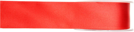 Hobby/decoratie sierlint - satijn - rood - 1,5 cm/15 mm x 25 meter - cadeaulint